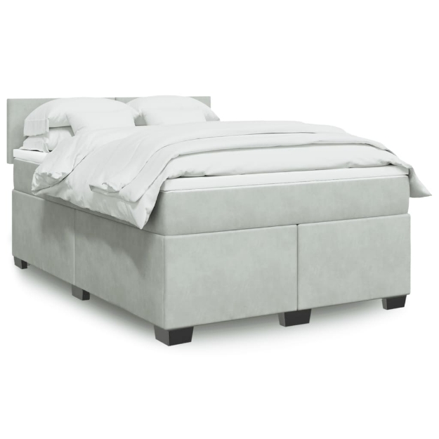 Giroletto a Molle con Materasso Grigio Chiaro 140x200cm Velluto