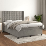 Giroletto a Molle con Materasso Grigio Chiaro 140x200cm Velluto