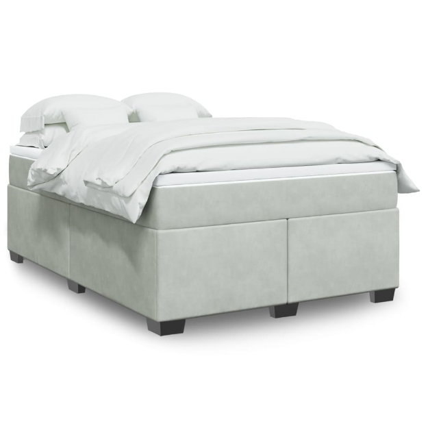 Giroletto a Molle con Materasso Grigio Chiaro 140x200cm Velluto