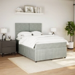 Giroletto a Molle con Materasso Grigio Chiaro 140x200cm Velluto