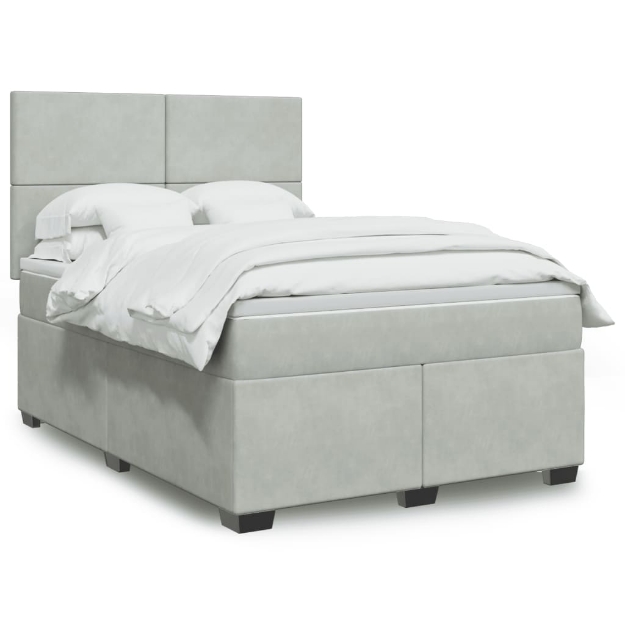 Giroletto a Molle con Materasso Grigio Chiaro 140x200cm Velluto