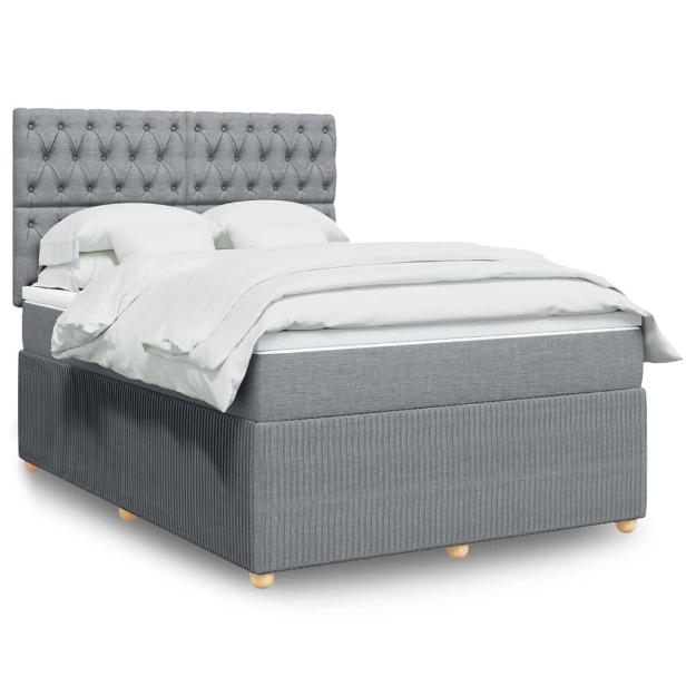 Giroletto a Molle con Materasso Grigio Chiaro 160x200cm Tessuto