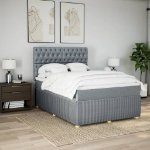 Giroletto a Molle con Materasso Grigio Chiaro 160x200cm Tessuto