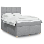 Giroletto a Molle con Materasso Grigio Chiaro 160x200cm Tessuto