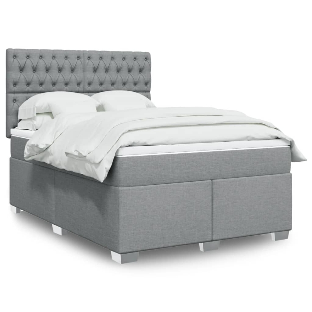 Giroletto a Molle con Materasso Grigio Chiaro 160x200cm Tessuto