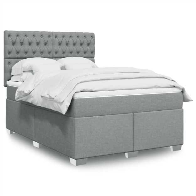 Giroletto a Molle con Materasso Grigio Chiaro 160x200cm Tessuto