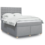 Giroletto a Molle con Materasso Grigio Chiaro 160x200cm Tessuto