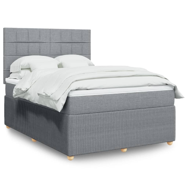 Giroletto a Molle con Materasso Grigio Chiaro 160x200cm Tessuto