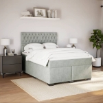 Giroletto a Molle con Materasso Grigio Chiaro 160x200cm Velluto