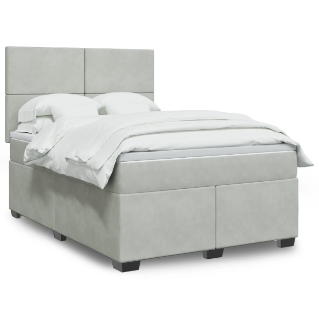 Giroletto a Molle con Materasso Grigio Chiaro 160x200cm Velluto