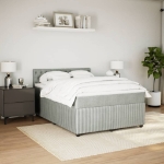Giroletto a Molle con Materasso Grigio Chiaro 160x200cm Velluto