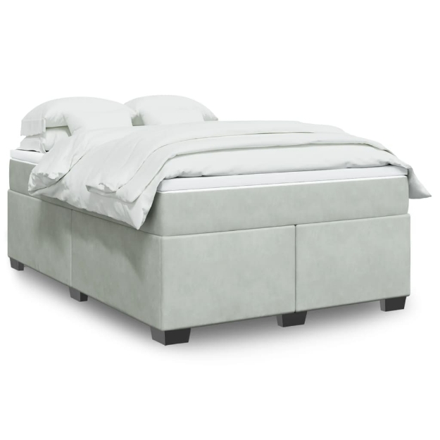 Giroletto a Molle con Materasso Grigio Chiaro 160x200cm Velluto