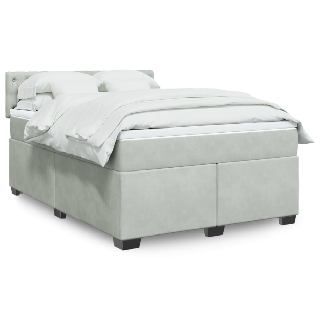 Giroletto a Molle con Materasso Grigio Chiaro 160x200cm Velluto