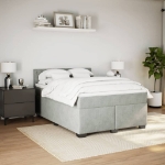 Giroletto a Molle con Materasso Grigio Chiaro 160x200cm Velluto
