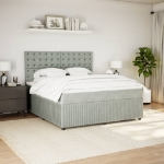Giroletto a Molle con Materasso Grigio Chiaro 180x200cm Velluto