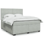 Giroletto a Molle con Materasso Grigio Chiaro 180x200cm Velluto