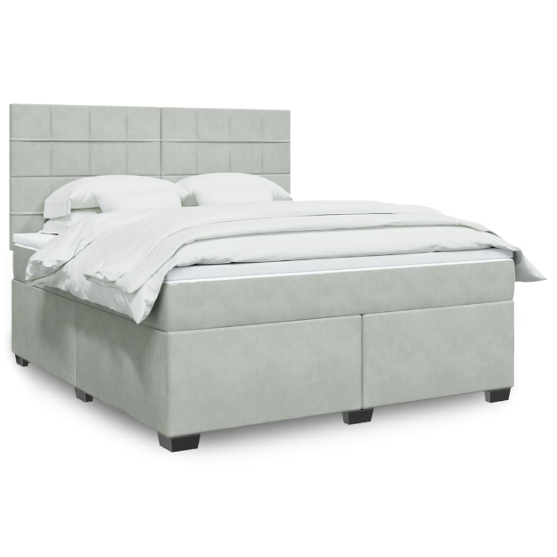 Giroletto a Molle con Materasso Grigio Chiaro 180x200cm Velluto