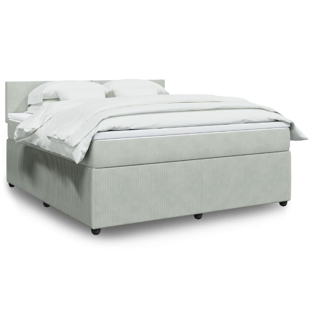 Giroletto a Molle con Materasso Grigio Chiaro 180x200cm Velluto