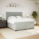 Giroletto a Molle con Materasso Grigio Chiaro 180x200cm Velluto