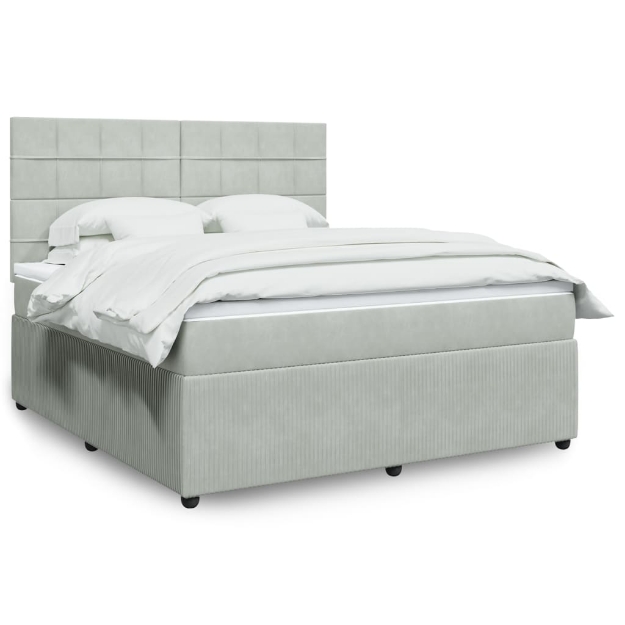 Giroletto a Molle con Materasso Grigio Chiaro 180x200cm Velluto