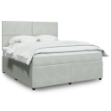 Giroletto a Molle con Materasso Grigio Chiaro 180x200cm Velluto