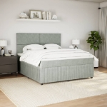 Giroletto a Molle con Materasso Grigio Chiaro 180x200cm Velluto