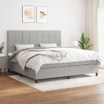 Giroletto a Molle con Materasso Grigio Chiaro 200x200cm Tessuto