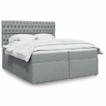 Giroletto a Molle con Materasso Grigio Chiaro 200x200cm Tessuto
