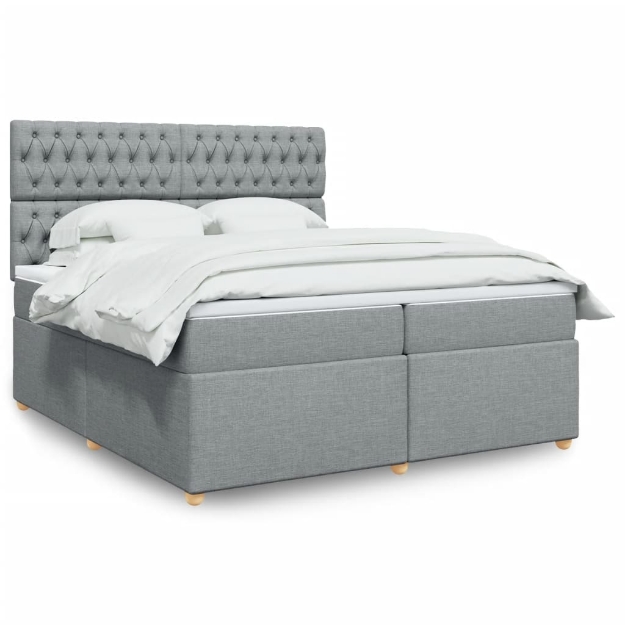 Giroletto a Molle con Materasso Grigio Chiaro 200x200cm Tessuto
