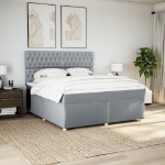 Giroletto a Molle con Materasso Grigio Chiaro 200x200cm Tessuto