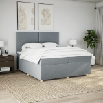 Giroletto a Molle con Materasso Grigio Chiaro 200x200cm Tessuto