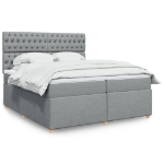 Giroletto a Molle con Materasso Grigio Chiaro 200x200cm Tessuto