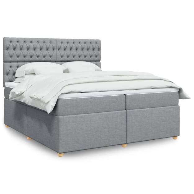 Giroletto a Molle con Materasso Grigio Chiaro 200x200cm Tessuto