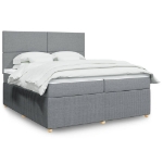 Giroletto a Molle con Materasso Grigio Chiaro 200x200cm Tessuto