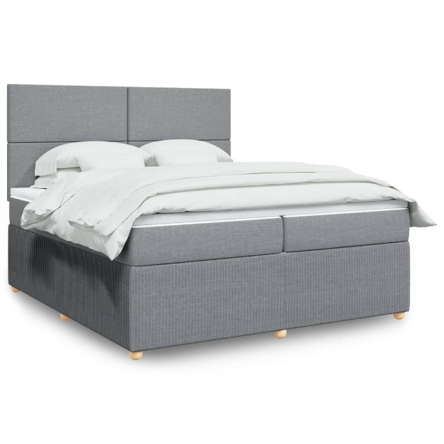 Giroletto a Molle con Materasso Grigio Chiaro 200x200cm Tessuto