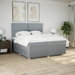 Giroletto a Molle con Materasso Grigio Chiaro 200x200cm Tessuto