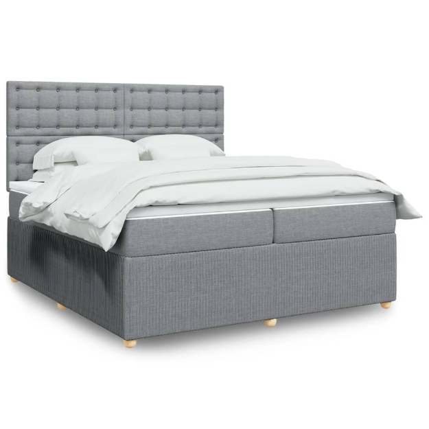 Giroletto a Molle con Materasso Grigio Chiaro 200x200cm Tessuto