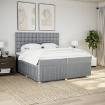 Giroletto a Molle con Materasso Grigio Chiaro 200x200cm Tessuto