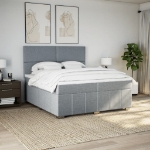 Giroletto a Molle con Materasso Grigio Chiaro 200x200cm Tessuto