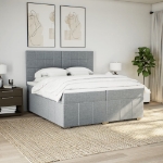 Giroletto a Molle con Materasso Grigio Chiaro 200x200cm Tessuto