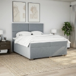 Giroletto a Molle con Materasso Grigio Chiaro 200x200cm Tessuto