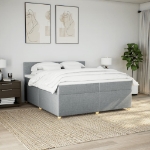 Giroletto a Molle con Materasso Grigio Chiaro 200x200cm Tessuto