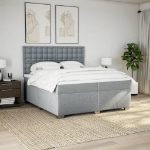 Giroletto a Molle con Materasso Grigio Chiaro 200x200cm Tessuto
