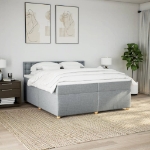 Giroletto a Molle con Materasso Grigio Chiaro 200x200cm Tessuto