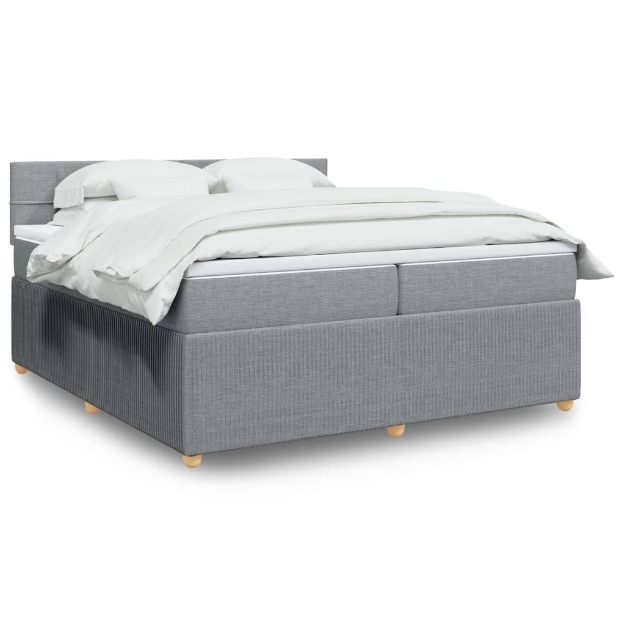 Giroletto a Molle con Materasso Grigio Chiaro 200x200cm Tessuto