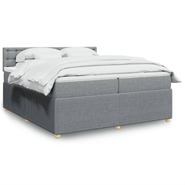 Giroletto a Molle con Materasso Grigio Chiaro 200x200cm Tessuto