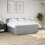 Giroletto a Molle con Materasso Grigio Chiaro 200x200cm Tessuto