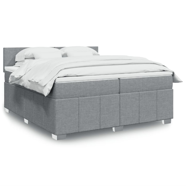 Giroletto a Molle con Materasso Grigio Chiaro 200x200cm Tessuto