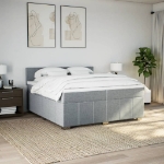 Giroletto a Molle con Materasso Grigio Chiaro 200x200cm Tessuto