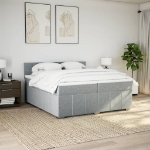 Giroletto a Molle con Materasso Grigio Chiaro 200x200cm Tessuto